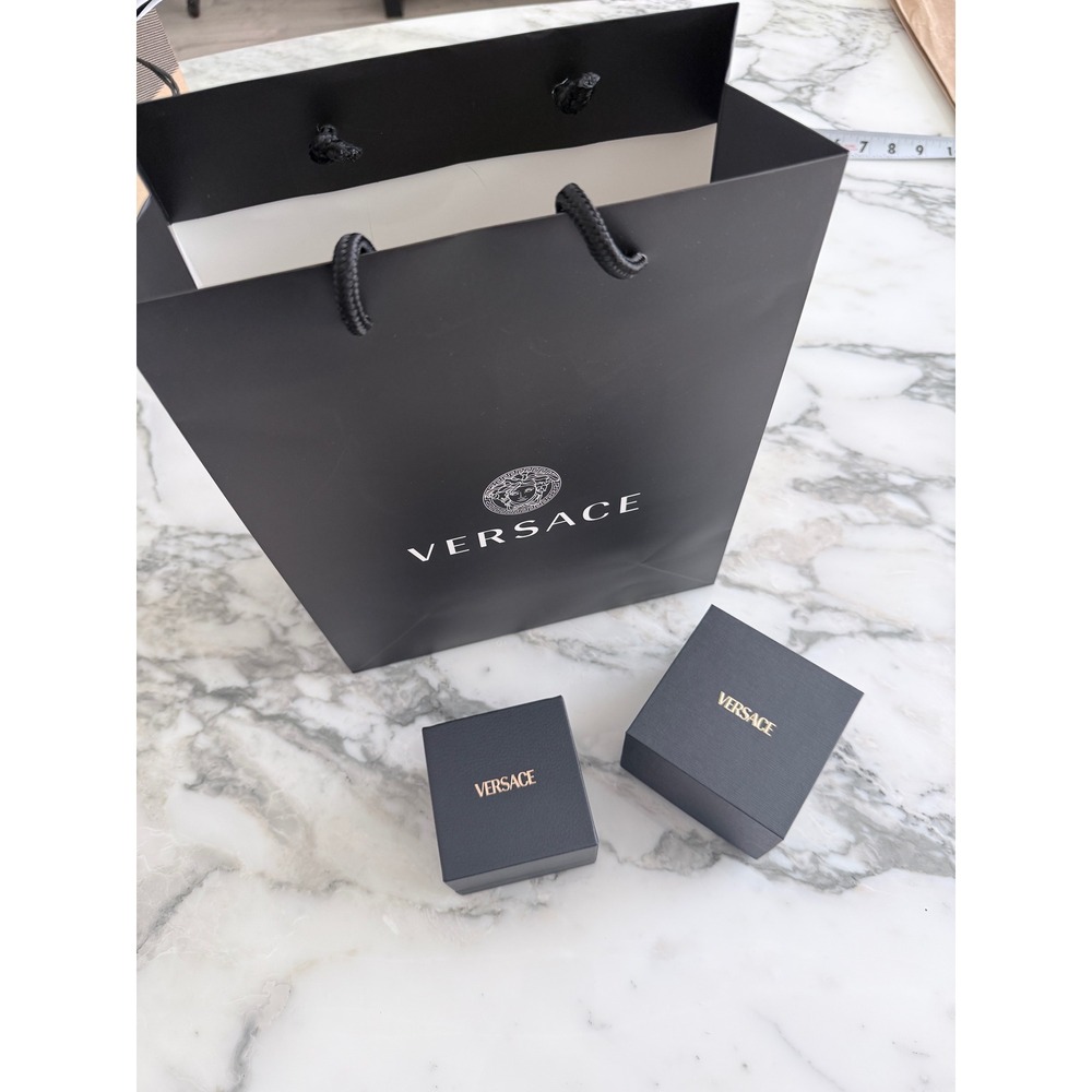 Versace Jewelry Box and Gift Bag Set Black Medusa Logo Presentation Packaging